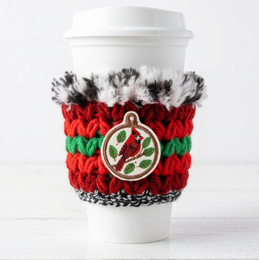 Cardinal Christmas Coffee Cozy | Holiday Drink Sleeve