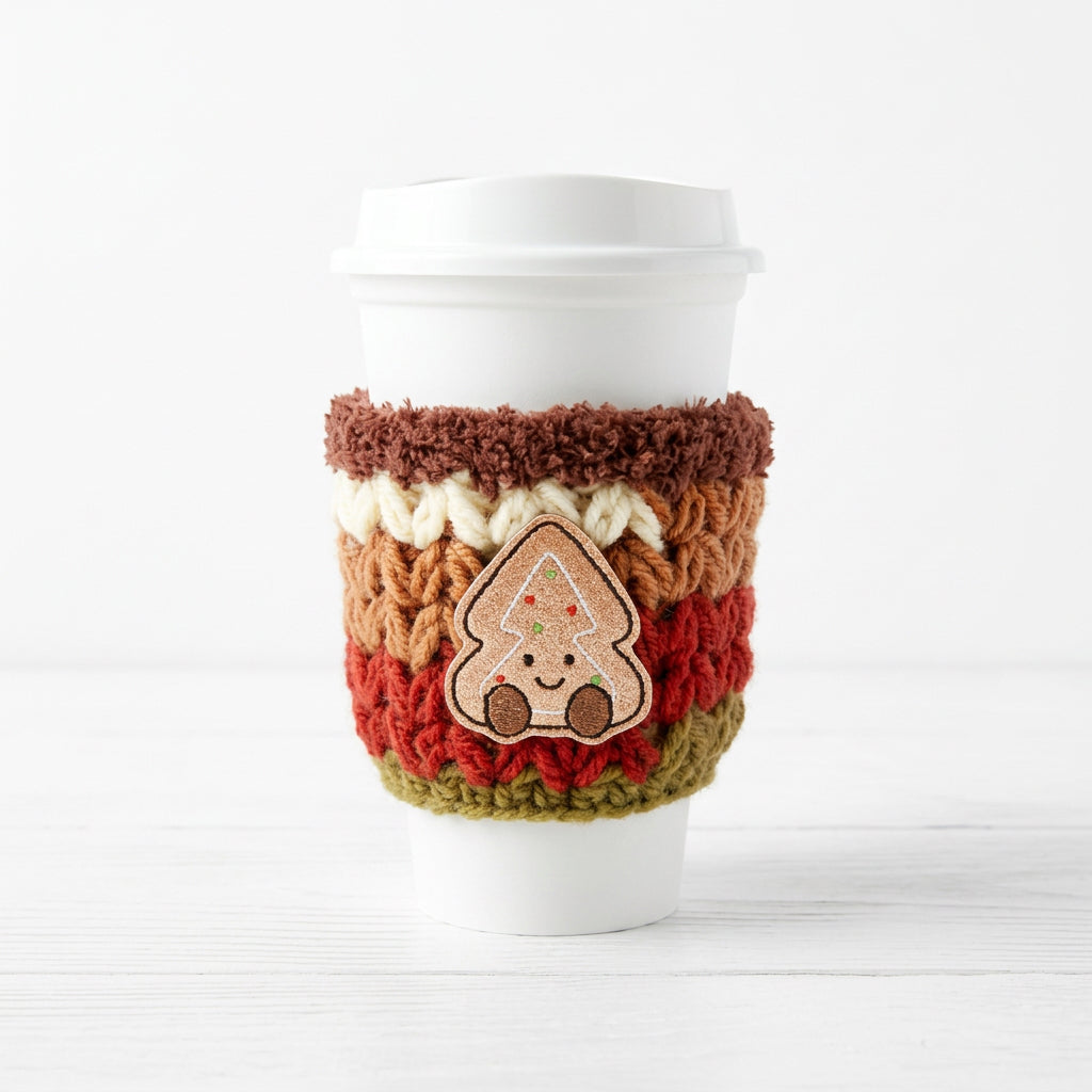 Gingerbread Tree Coffee Cozy | Holiday Drink Sleeve