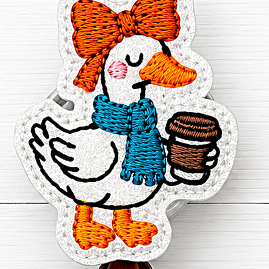 Fall Goose with Coffee Badge Reel