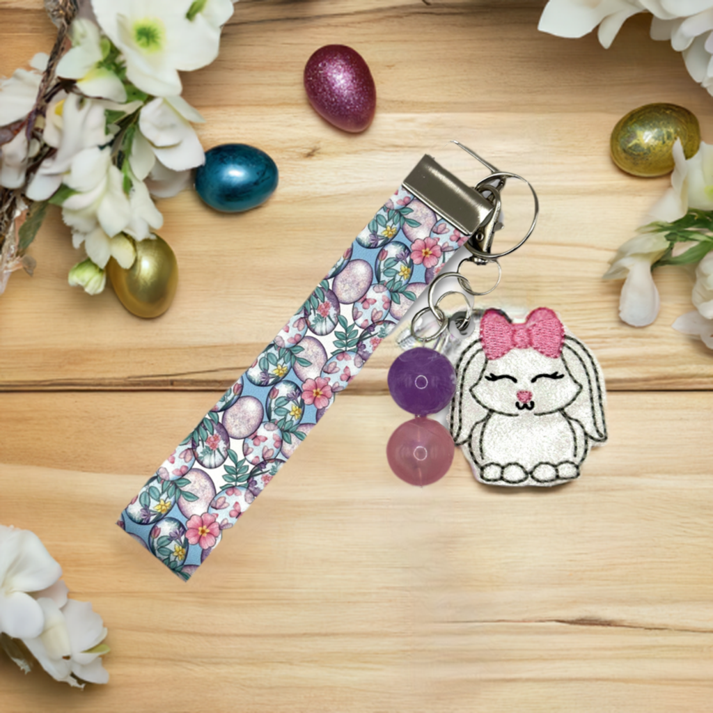 Bunny with Bow Keychain and Wristlet