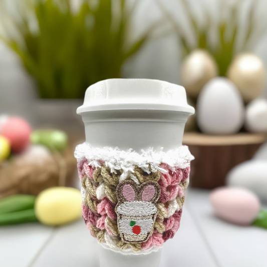 Bunny Ear Coffee cup Crocheted Coffee Cozy