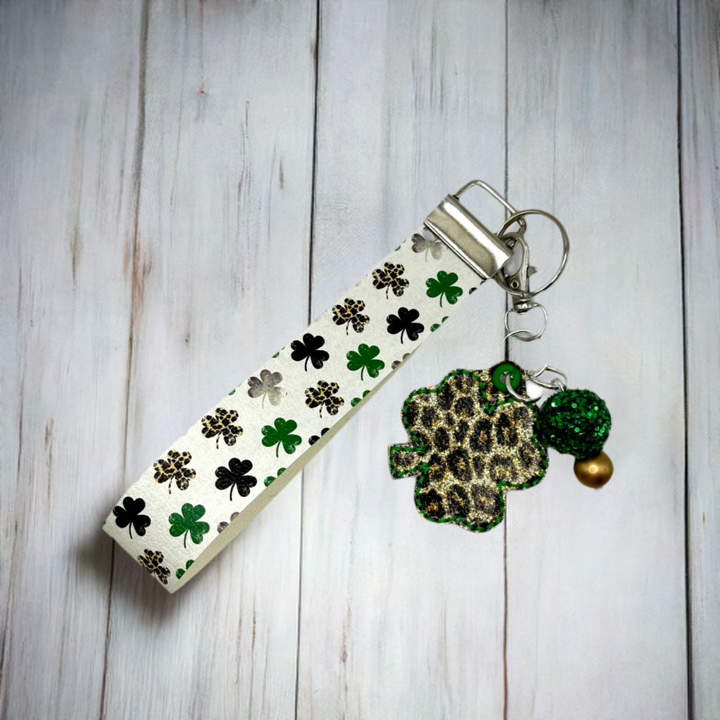 Leopard Shamrock Keychain and Wristlet