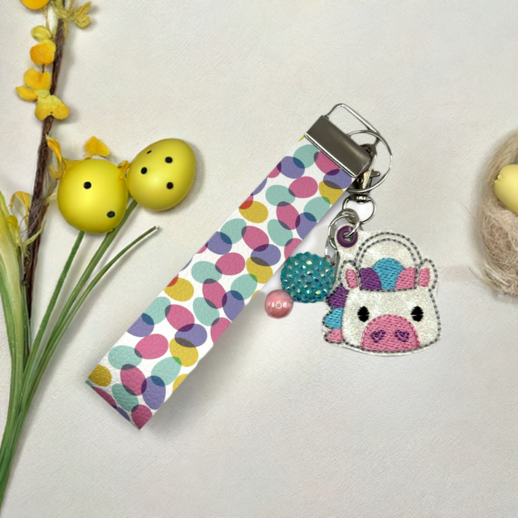 Unicorn Easter Basket Keychain and Wristlet