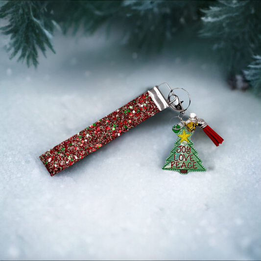 Joy, Love, Peace Tree Keychain and Wristlet