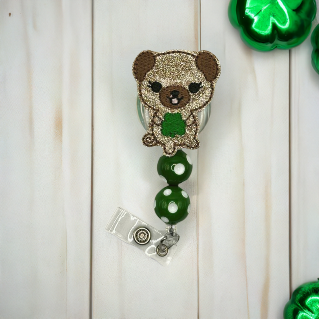 Dog with Shamrock Badge Reel