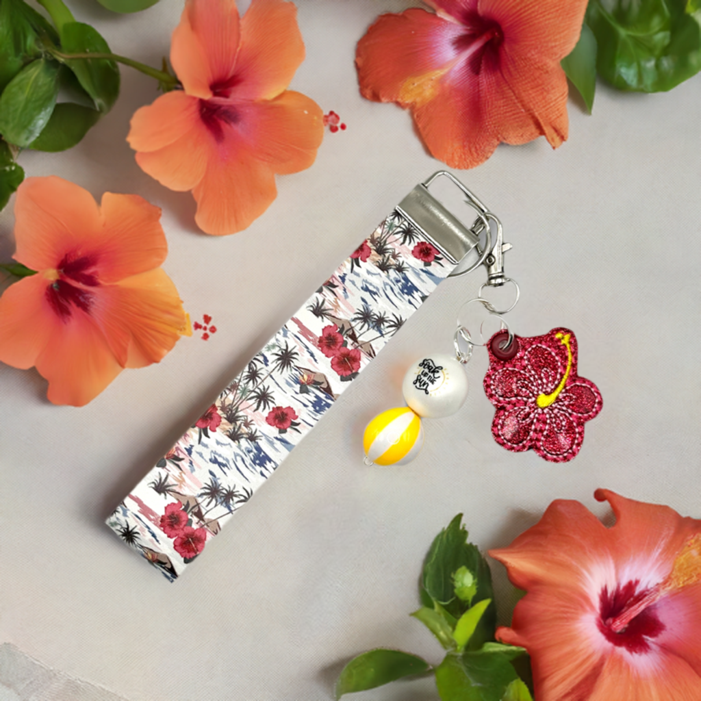 Hibiscus Keychain and Wristlet