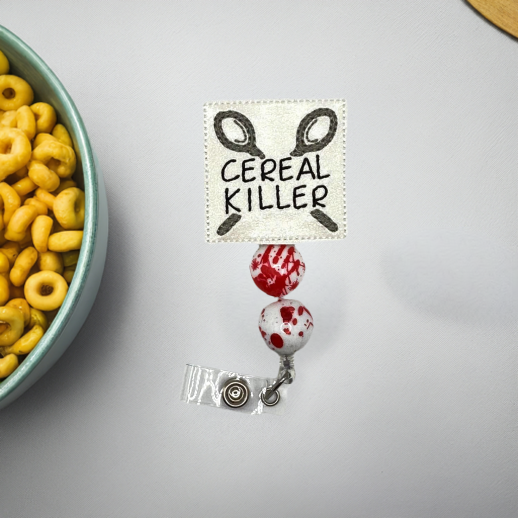 Cereal Killer Badge Reel, handmade retractable ID badge reel - view 2