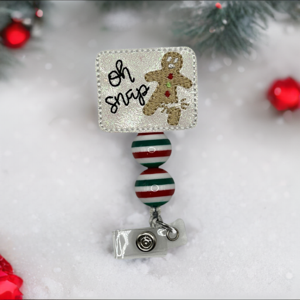 Gingerbread Oh Snap Beaded Badge Reel