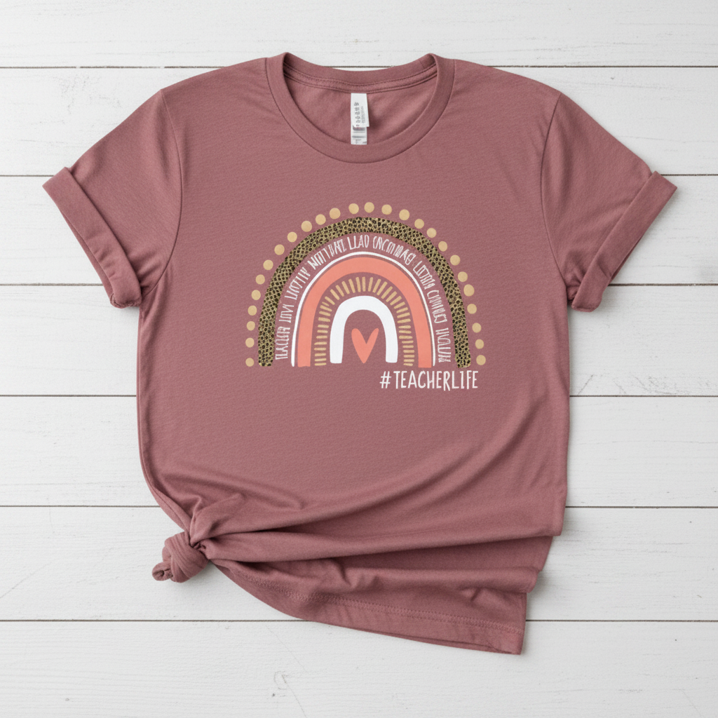 Teacher Life Rainbow T-Shirt, handmade t-shirt