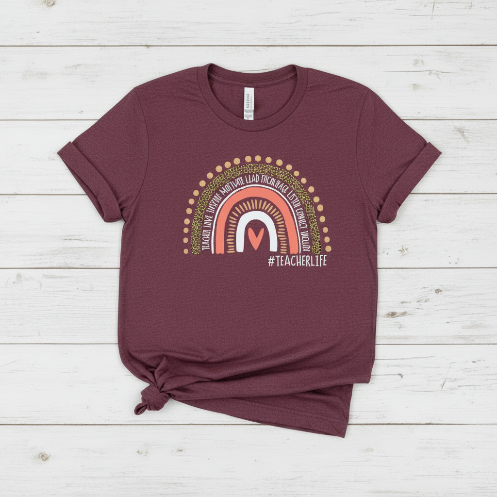 Teacher Life Rainbow T-Shirt, handmade t-shirt - view 3