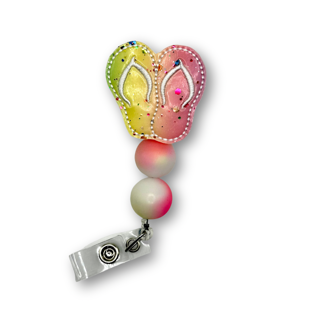 Sparkle Flip Flop Badge Reel