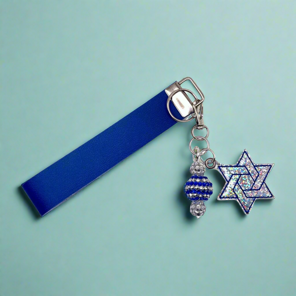 Star of David Keychain and Wristlet, handmade keychain wristlet - view 3