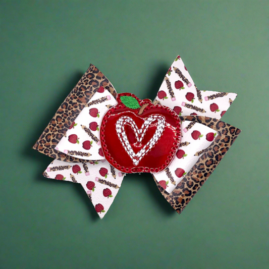 Apple Heart Hair Bow