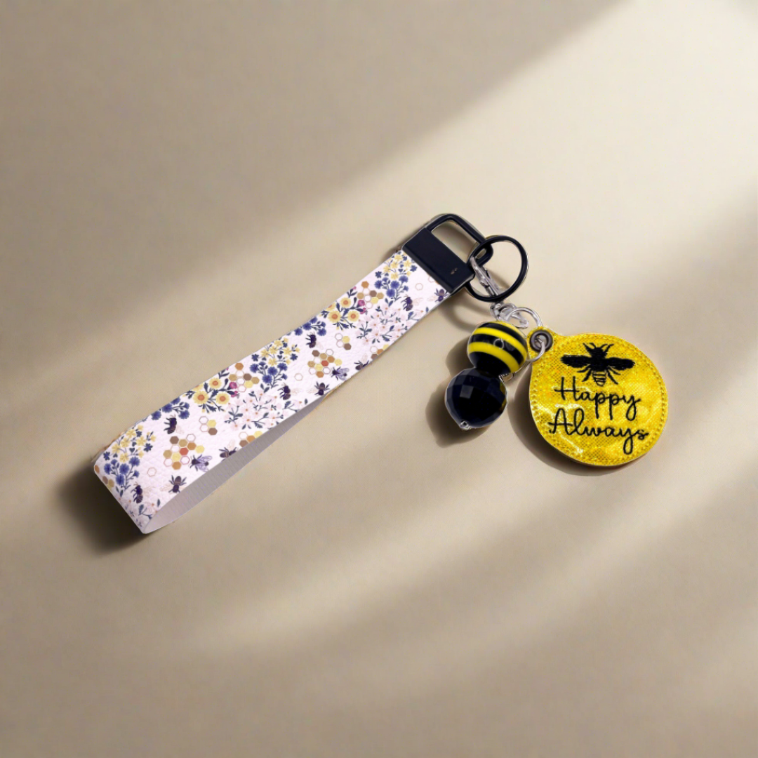 Bee Happy Always Keychain and Wristlet