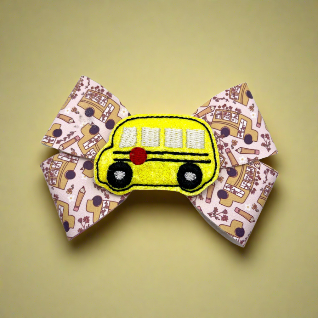Yellow School Bus Hair Bow