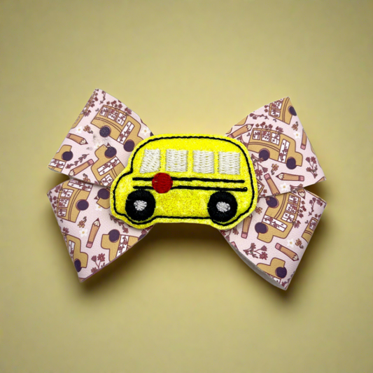 Yellow School Bus Hair Bow