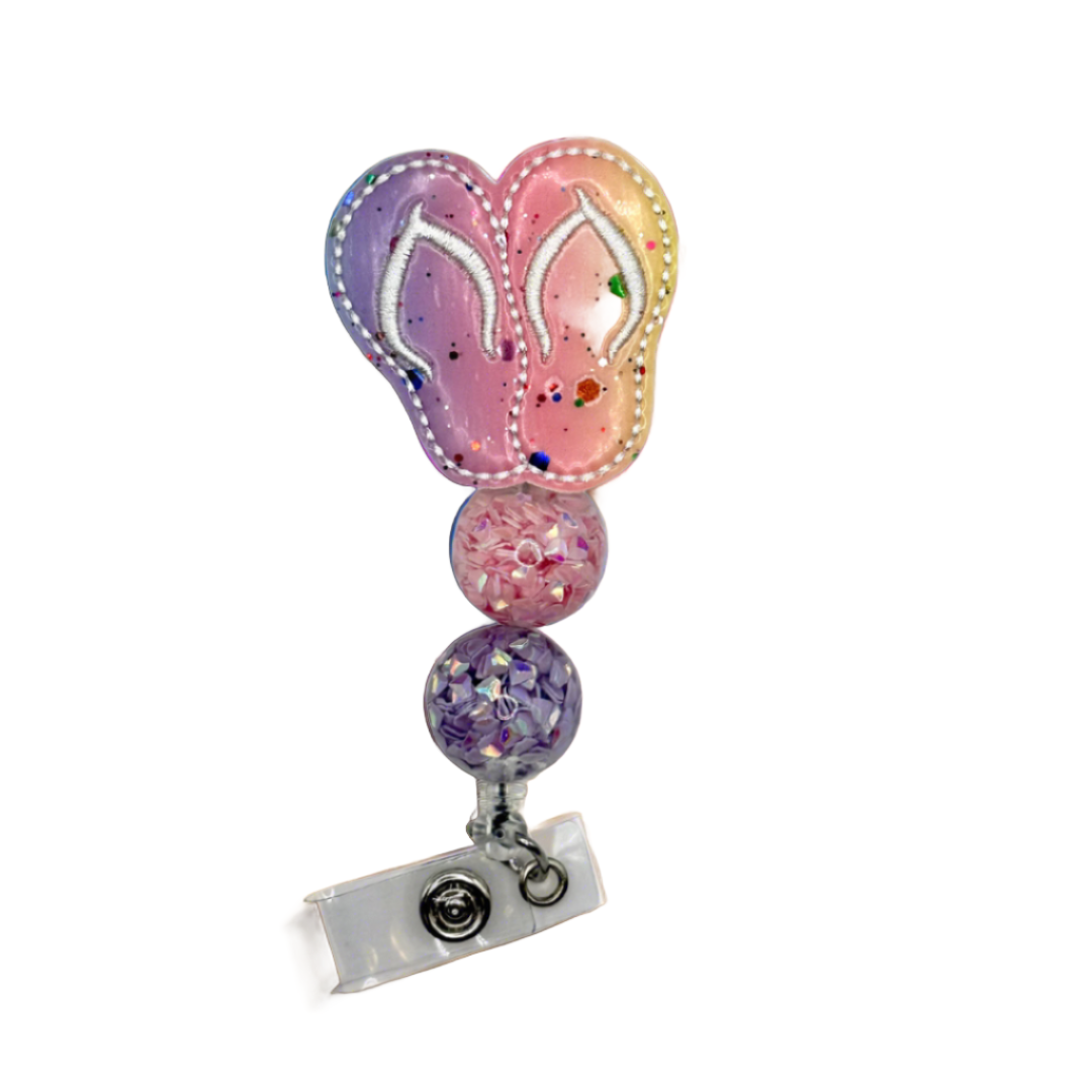 Sparkle Flip Flop Badge Reel