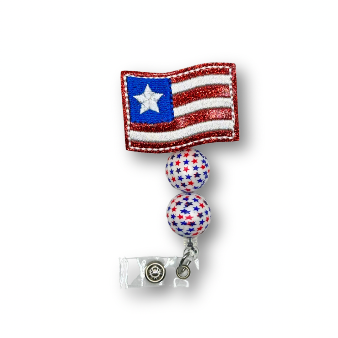 Wear Your Patriotism with the American Flag Badge Reel – 3 Blue