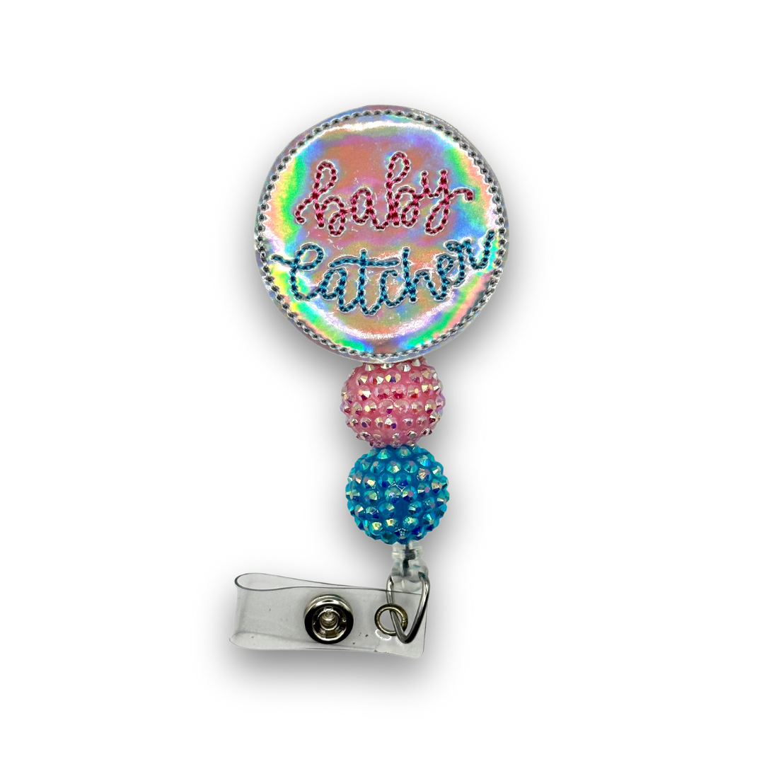 Baby Catcher Beaded Badge Reel