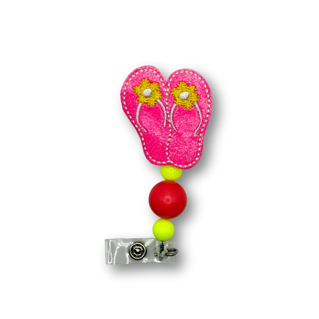Pink Flip Flops Badge Reel