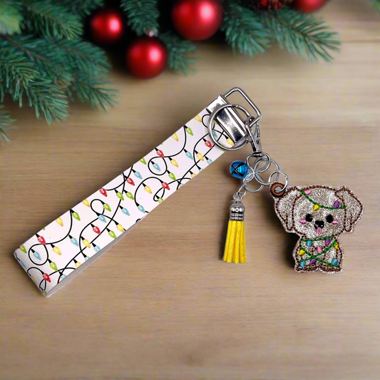 Christmas Light Puppy Keychain and Wristlet