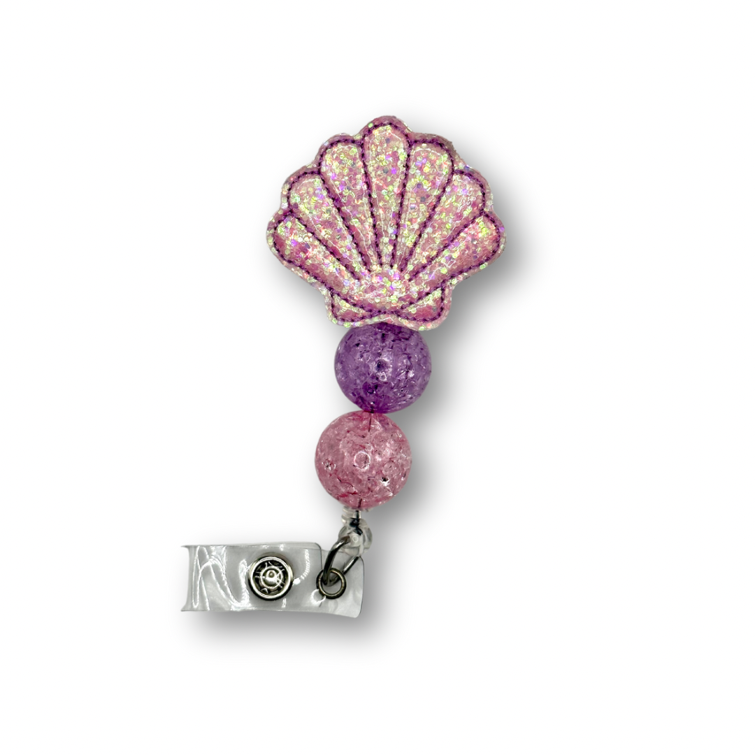 Glitter Sea Shell Badge Reel