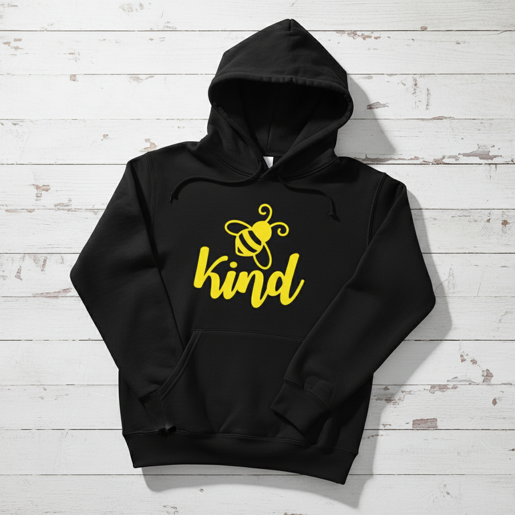 Bee Kind Hooded Sweatshirt, handmade sweatshirt