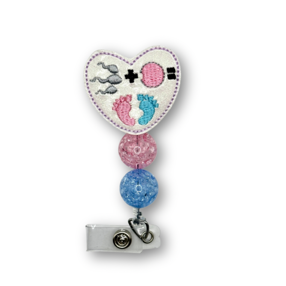 Fertility Heart Beaded Badge Reel
