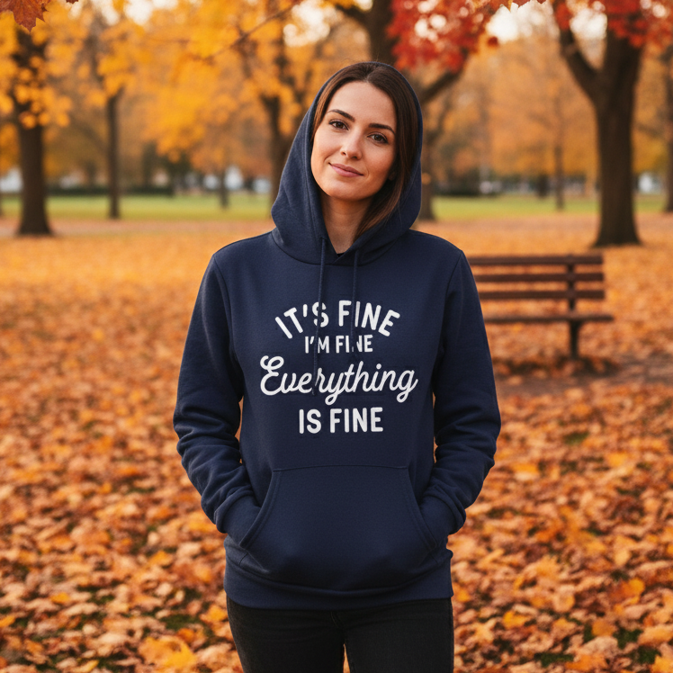 It’s Fine, I’m Fine, Everything is Fine Hooded Sweatshirt, handmade sweatshirt - view 2