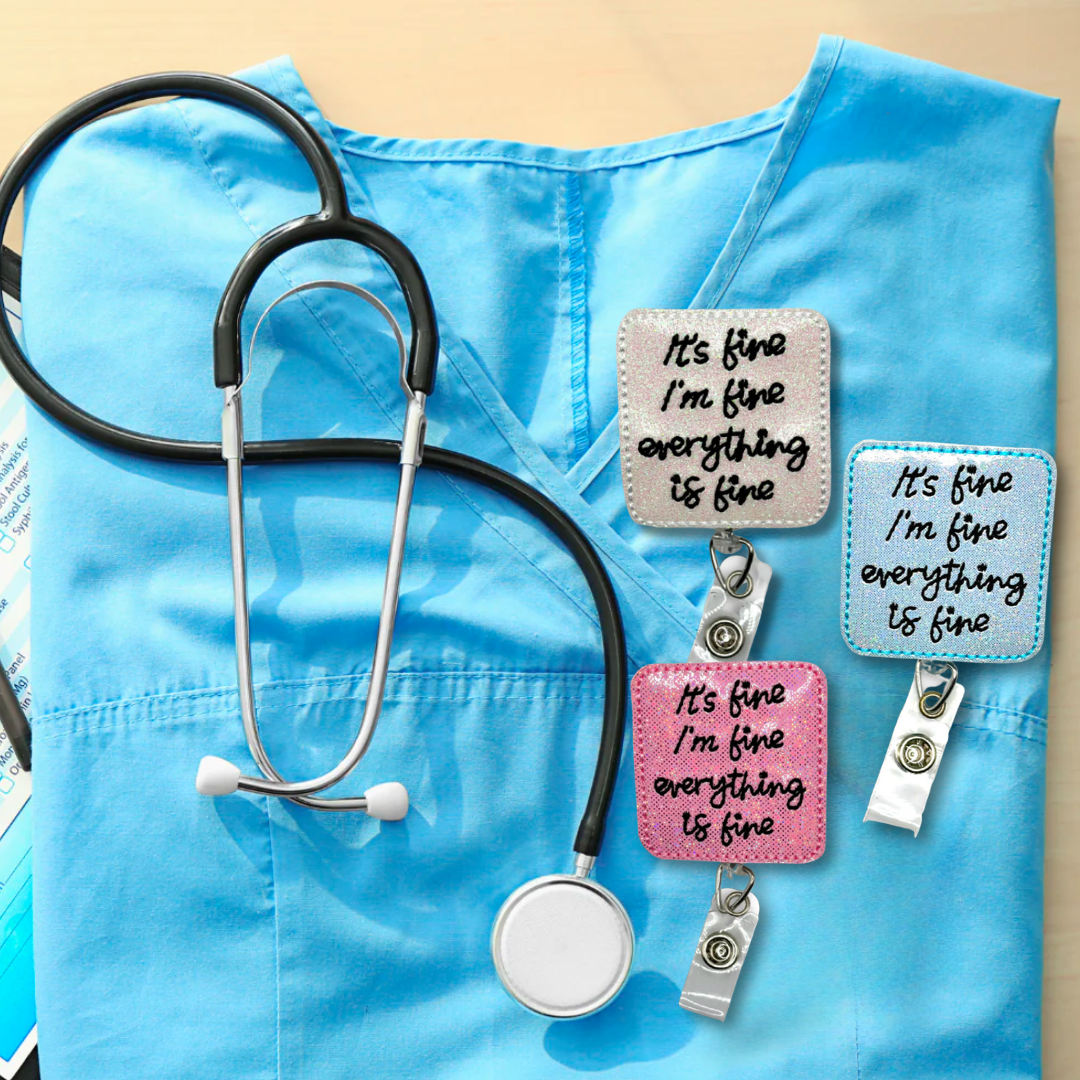 It’s fine, I'm fine, Everything is Fine Badge Reel, handmade retractable ID badge reel - view 5