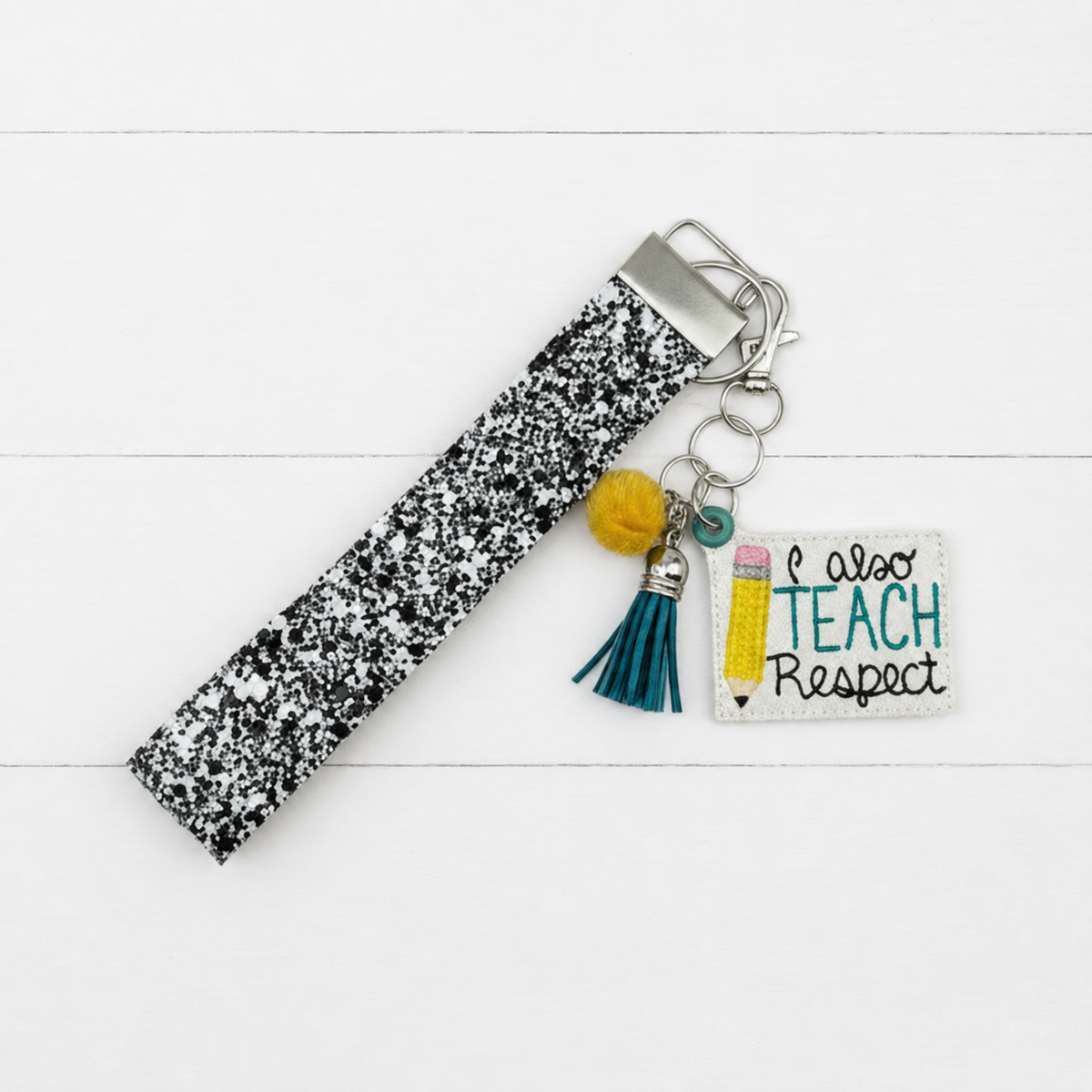I Also Teach Respect Keychain and Wristlet — clean white wood primary image