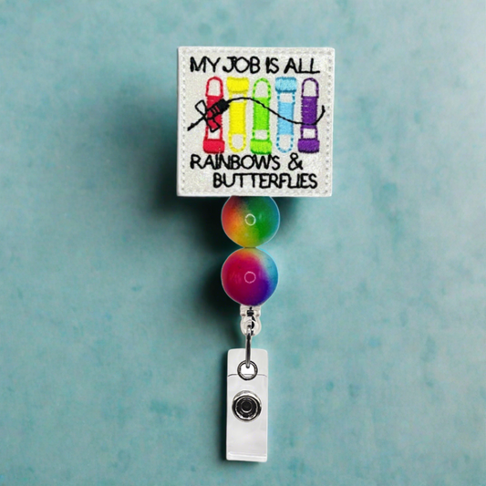 Rainbow and Butterflies Badge Reel
