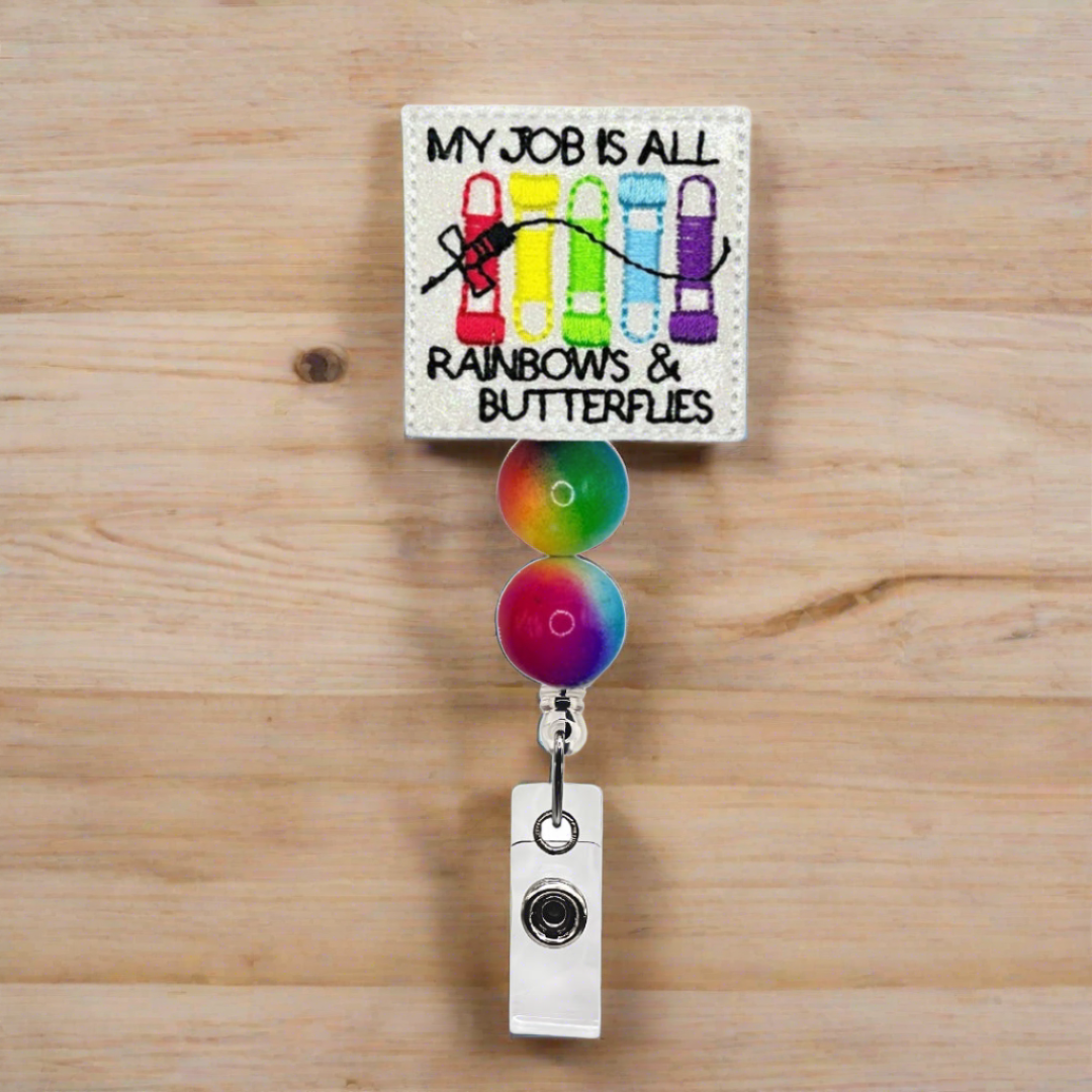 Rainbow and Butterflies Badge Reel