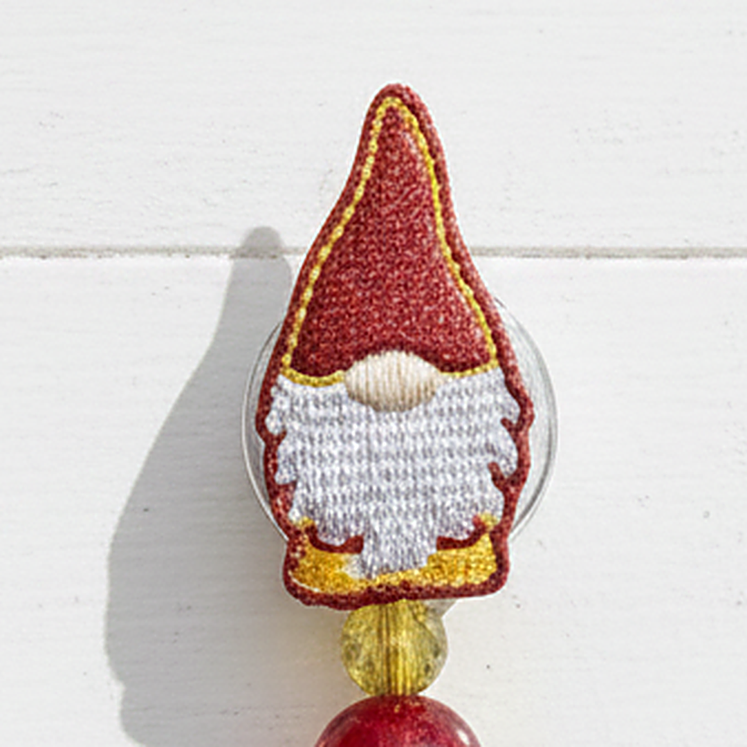 Red and Gold Gnome Badge Reel