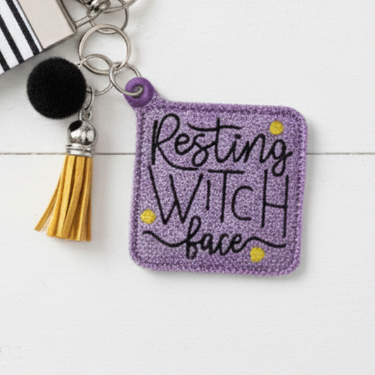 Resting Witch Face Keychain and Wristlet