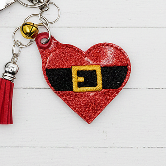 Santa Belt Heart Keychain and Wristlet