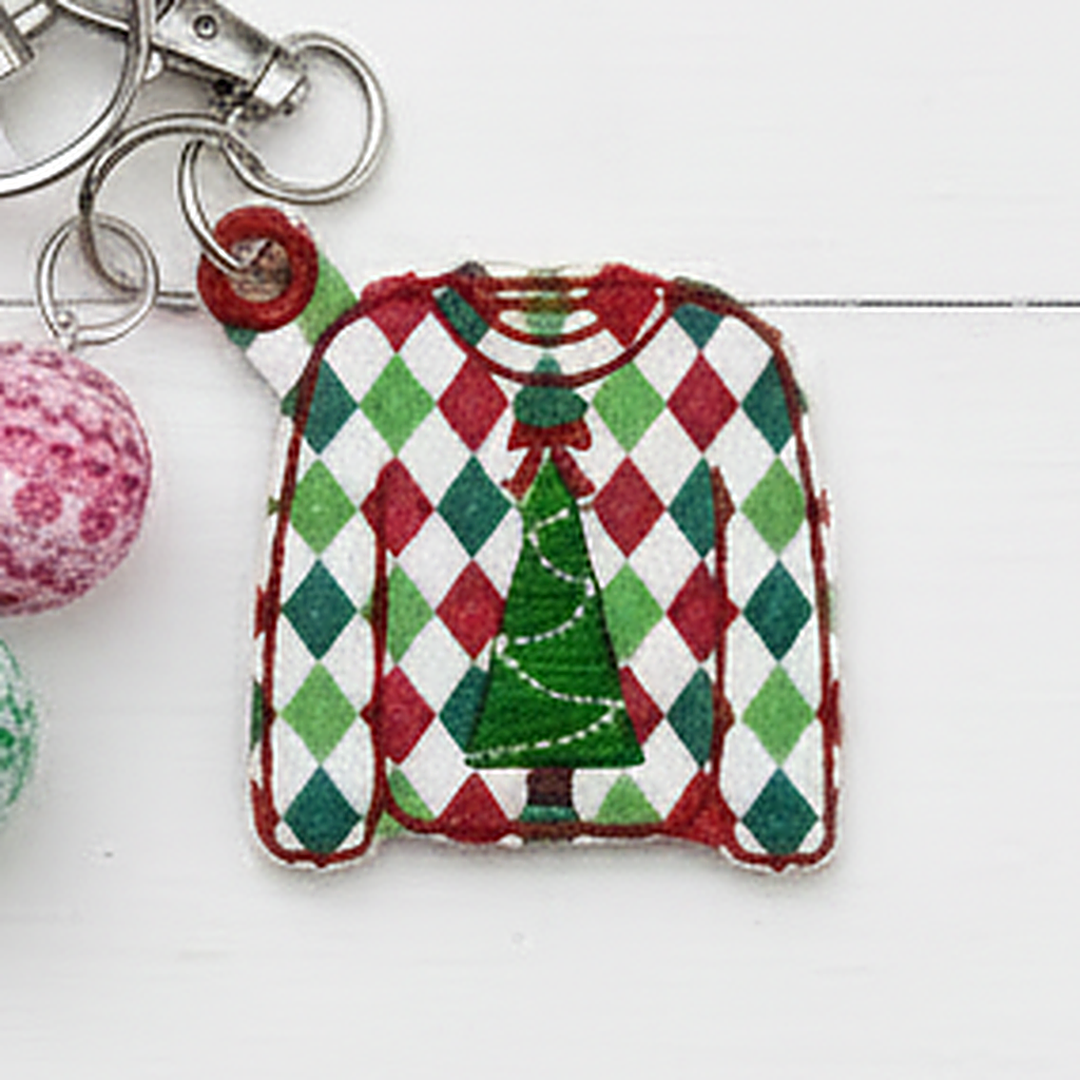 Ugly Christmas Sweater keychain and Wristlet