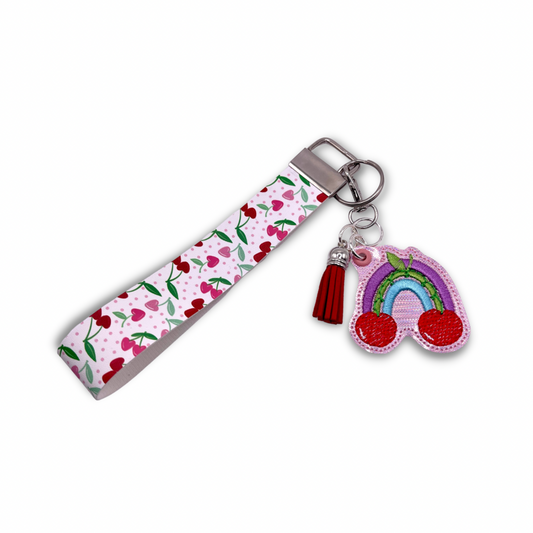 Cherry Rainbow Keychain and Cherry Wristlet
