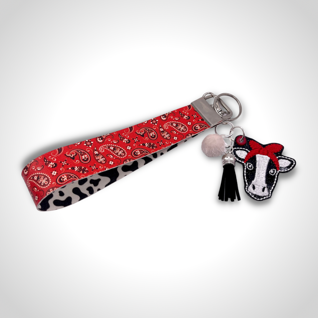 Bandana Cow Keychain and Wristlet
