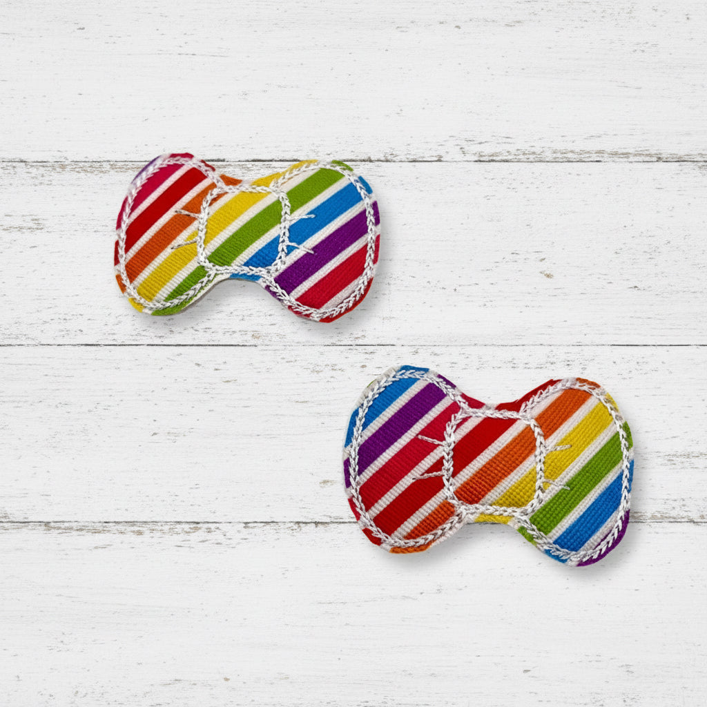 Rainbow Stripe Bow Clips