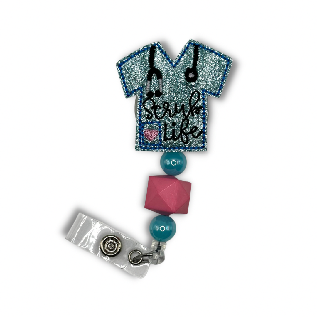 Scrub Life Beaded Badge Reel
