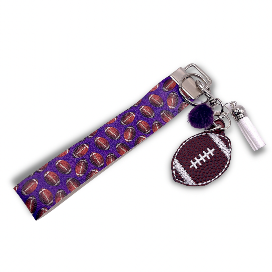 3 Blue Pineapples Purple and Yellow Football Keychain and Wristlet