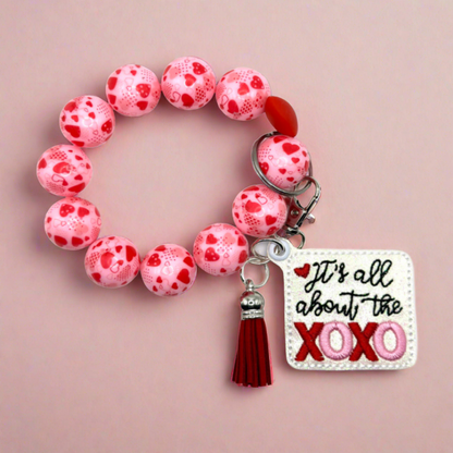 All About the XOXO Keychain and Beaded Wristlet