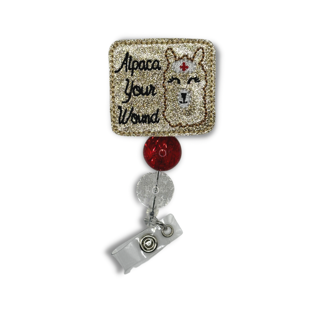 Heal with Cuteness - Alpaca Your Wound Beaded Badge Reel – 3 Blue