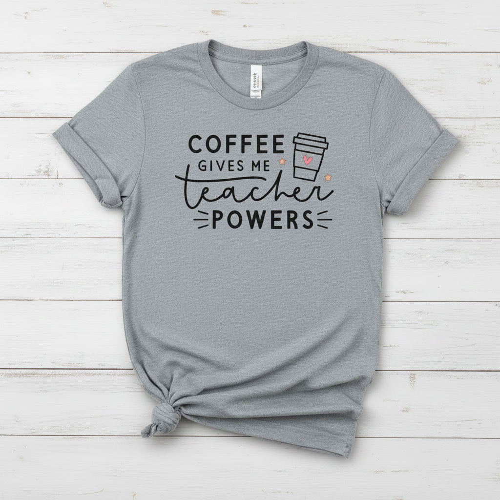 Coffee gives me Teacher Powers T-Shirt, handmade t-shirt