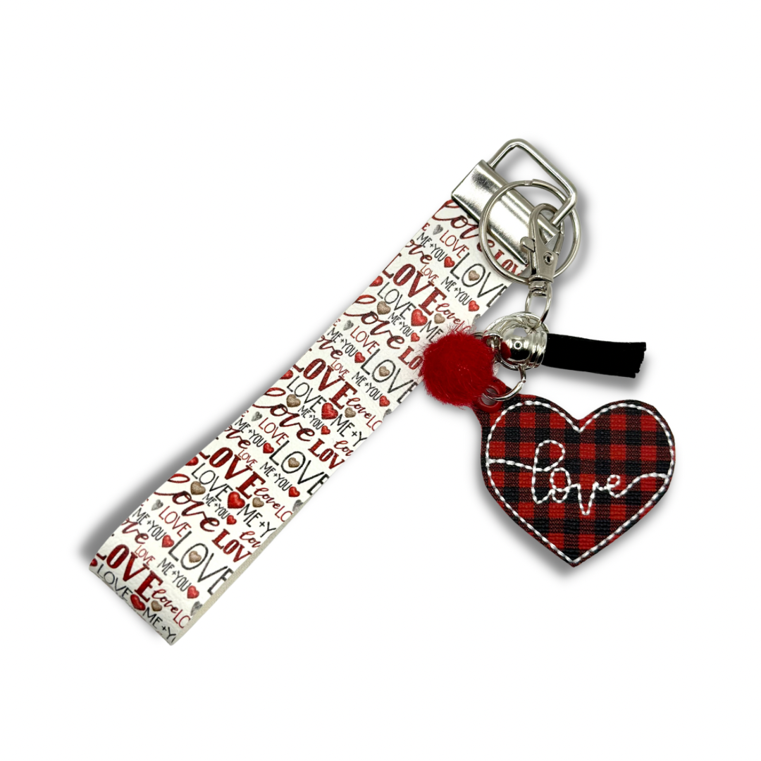 Buffalo Plaid Love Heart Keychain and Wristlet