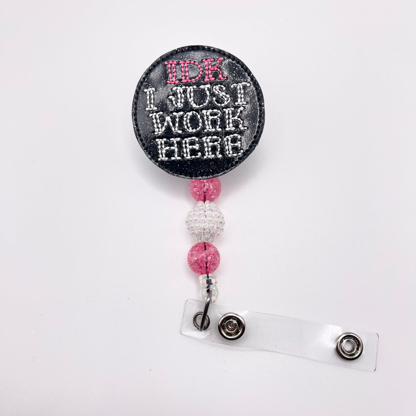 Idk I just work here badge reel | 3 Blue Pineapples