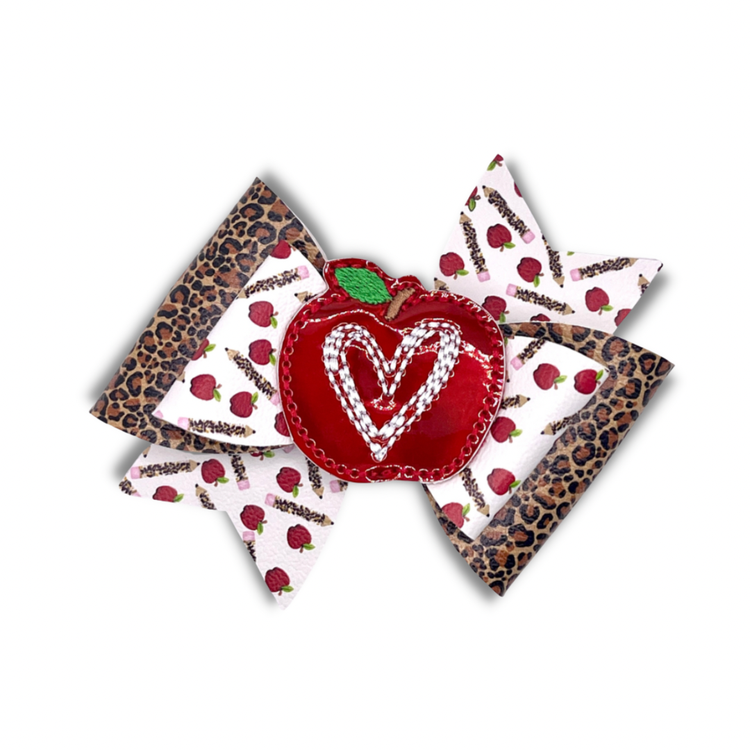 Apple Heart Hair Bow