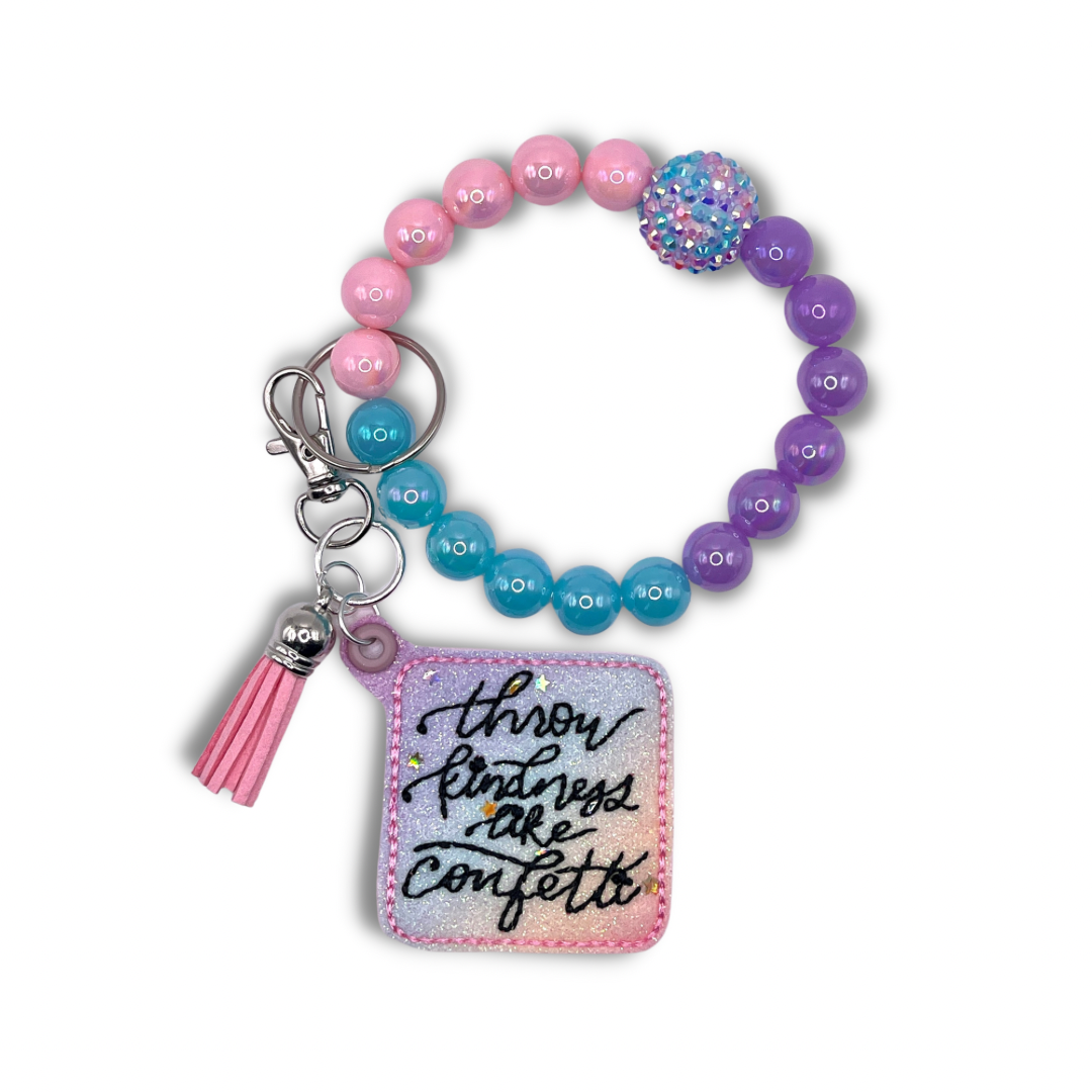 Throw Kindness Like Confetti Keychain with Beaded Wristlet