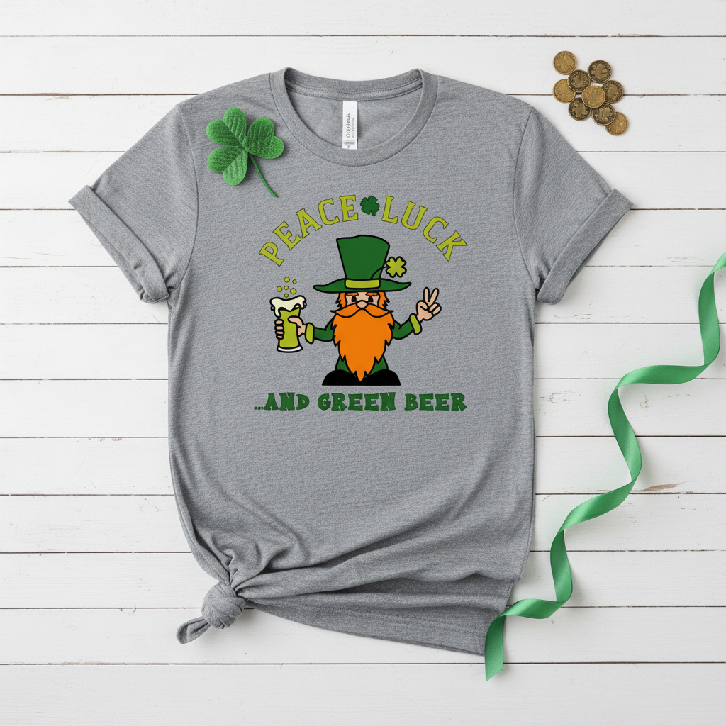 Peace Luck and Green Beer T-Shirt, handmade t-shirt